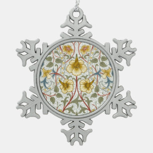 William Morris Narzissen-Blumenmuster Schneeflocken Zinn-Ornament