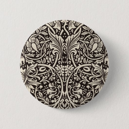 William Morris Narzissen-Blumentapetenmuster Button (Vorderseite)
