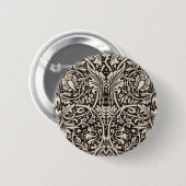 William Morris Narzissen-Blumentapetenmuster Button (Vorne & Hinten)
