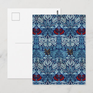 William Morris Navy Blau Tulpen-Rosen-Tapete Postkarte