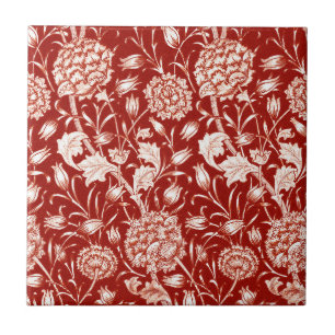 William Morris Nelkendruck, tiefrot und weiß Fliese