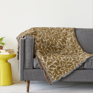 William Morris Oak Blätter, Coffee Brown und Beige Decke