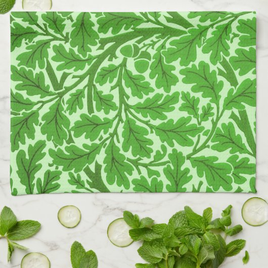 William Morris Oak Blätter, Emerald Green Geschirrtuch (Gefaltet)