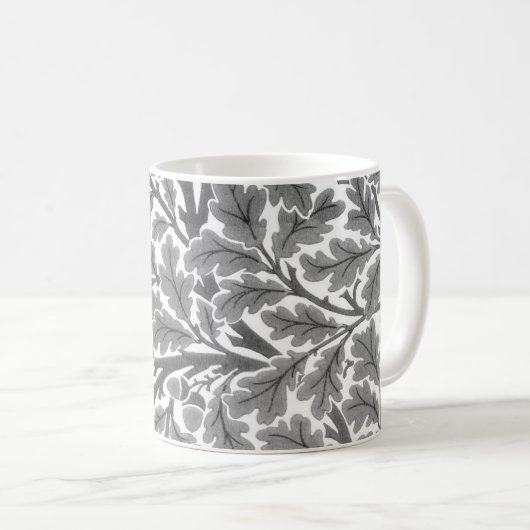 William Morris Oak Blätter, grau / grau und weiß Kaffeetasse (VorderseiteRechts)