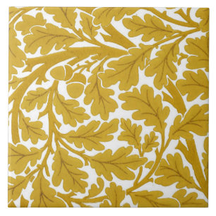 William Morris Oak Blätter, Mustard Yellow & White Fliese