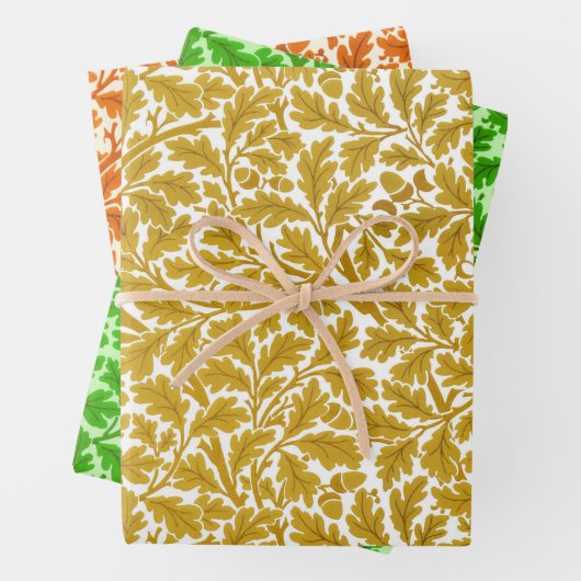 William Morris Oak Blätter, Orange Mustard & Green Geschenkpapier Set (Beispiel)