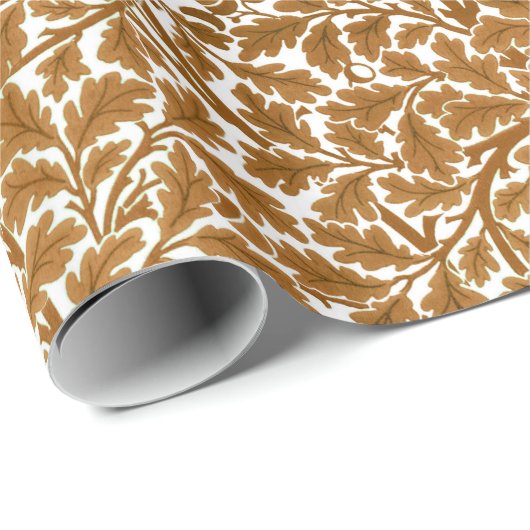 William Morris Oak Blätter, Rust Brown und White Geschenkpapier (Rolleneckpunkt)
