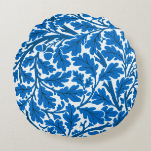 William Morris Oak Blätter, Sapphire Blue und Whit Rundes Kissen