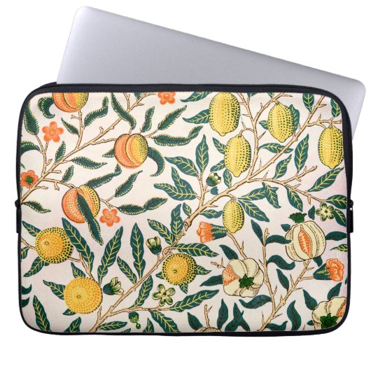 William Morris Obstpomegranat Weiß oder Ornament Laptopschutzhülle (Vorderseite)