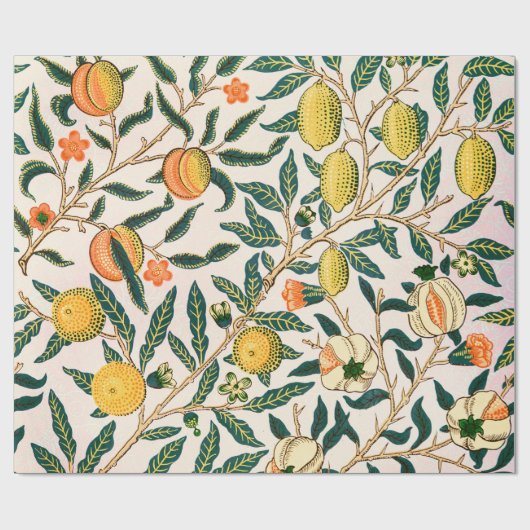 William Morris Obstpomegranat Weiße Ornamente Geschenkpapier (Flach)
