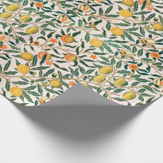 William Morris Obstpomegranat Weiße Ornamente Geschenkpapier (Ecke)