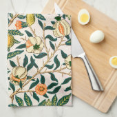 William Morris Obstpomegranat Weiße Ornamente Geschirrtuch (Viertel Falte)