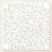 William Morris Obstpomegranat Weiße Ornamente Glasuntersetzer (Rückseite)
