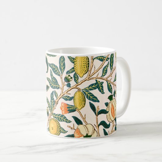 William Morris Obstpomegranat Weiße Ornamente Kaffeetasse (VorderseiteRechts)