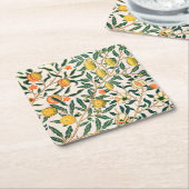 William Morris Obstpomegranat Weiße Ornamente Rechteckiger Pappuntersetzer (angewinkelt)