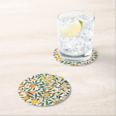 William Morris Obstpomegranat Weiße Ornamente Runder Pappuntersetzer (Vor Ort)