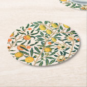 William Morris Obstpomegranat Weiße Ornamente Runder Pappuntersetzer (Angewinkelt)
