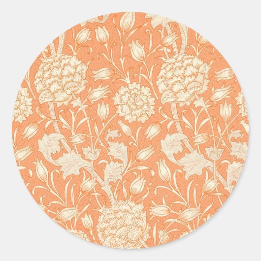 William Morris Orange Floral Runder Aufkleber (Vorderseite)