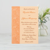 William Morris Orange Floral Wedding Einladung (Stehend Vorderseite)