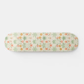 William Morris Orange, Pink & Green Daisy Pattern Skateboard (Horizontal)