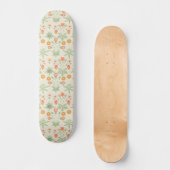 William Morris Orange, Pink & Green Daisy Pattern Skateboard (Vorderseite)