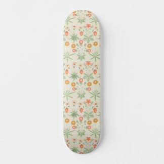 William Morris Orange, Pink & Green Daisy Pattern Skateboard