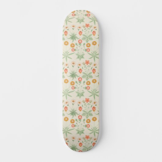 William Morris Orange, Pink & Green Daisy Pattern Skateboard (Vorderseite)