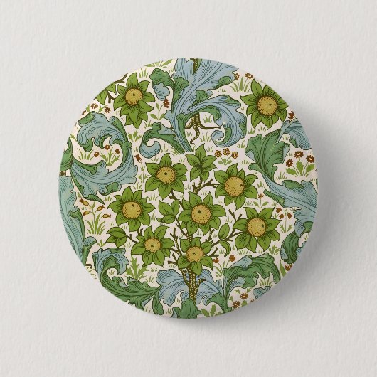 William Morris Orchard Grüne Blumenkunst Button (Vorderseite)