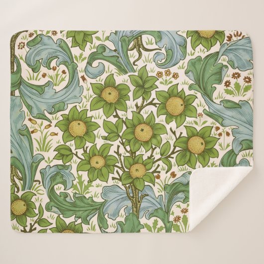 William Morris' Orchard Pattern Art Nouveau Sherpadecke (Vorderseite (Horizontal))