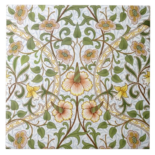 William Morris Osterglocken-Muster-Kunstfliese ode Fliese (Vorderseite)