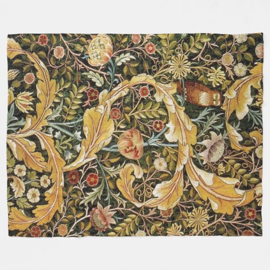 William Morris Owl an Acanthus Fleecedecke (Vorderseite (Horizontal))