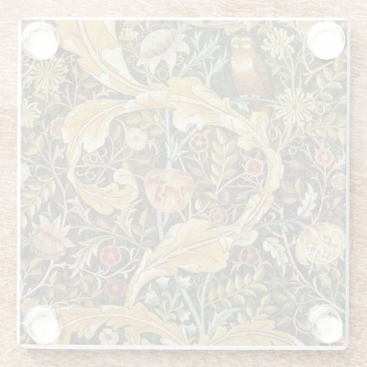 William Morris Owl an Acanthus Glasuntersetzer (Rückseite)