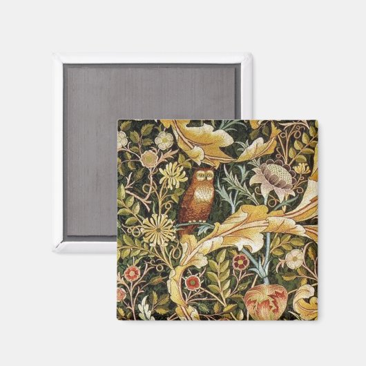 William Morris Owl an Acanthus Magnet (Vorderseite/Rückseite)