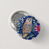 William Morris Owl Tapestry, Beige und Cobalt Blue Button (Vorne & Hinten)