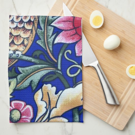 William Morris Owl Tapestry, Beige und Cobalt Blue Handtuch (Viertel Falte)