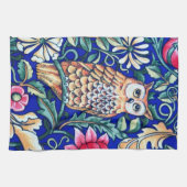 William Morris Owl Tapestry, Beige und Cobalt Blue Handtuch (Horizontal)