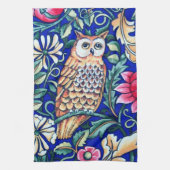 William Morris Owl Tapestry, Beige und Cobalt Blue Handtuch (Vertikal)