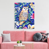 William Morris Owl Tapestry, Beige und Cobalt Blue Leinwanddruck (Insitu (Wohnzimmer))