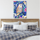 William Morris Owl Tapestry, Beige und Cobalt Blue Leinwanddruck (Insitu (Schlafzimmer))
