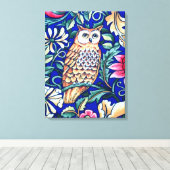 William Morris Owl Tapestry, Beige und Cobalt Blue Leinwanddruck (Insitu (Holzboden))
