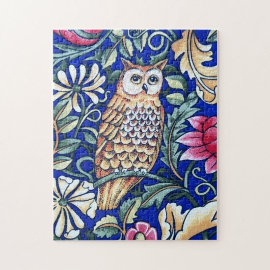 William Morris Owl Tapestry, Beige und Cobalt Blue Puzzle (Vertikal)