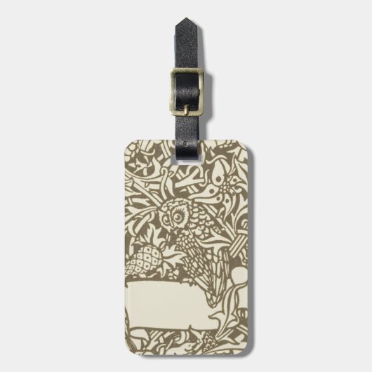 William Morris Owl Vintages Design Gepäckanhänger (Vorderseite vertikal)