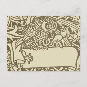 William Morris Owl Vintages Design Postkarte