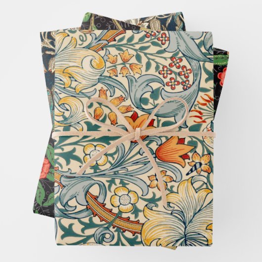 William Morris Pack 3 Wrapping Paper Sheets Geschenkpapier Set (Beispiel)