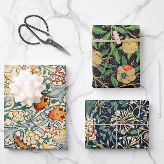 William Morris Pack 3 Wrapping Paper Sheets Geschenkpapier Set (Vorderseite)