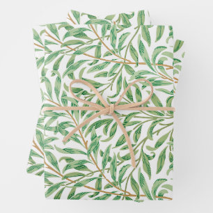 William Morris Pastel Green Willow Leaf Branches Geschenkpapier Set