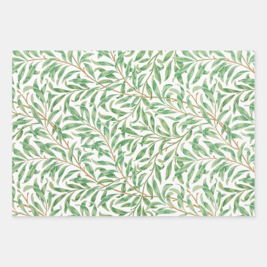 William Morris Pastel Green Willow Leaf Branches Geschenkpapier Set (Vorderseite)