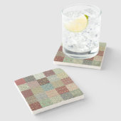 William Morris-Patchwork-Steppdecken-Steingut Steinuntersetzer (Seitenansicht)