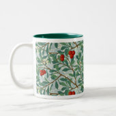 William Morris Pattern in Berry Red und Turquoise Zweifarbige Tasse (Links)