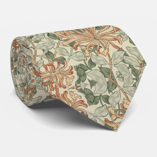 William * Morris Peach Green Krawatte (Gerollt)